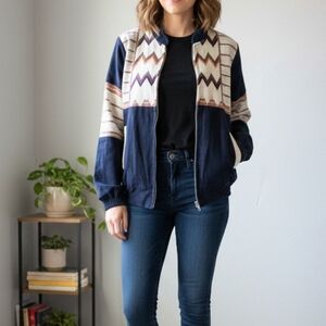 Vintage 80s/90s Guatemalan Woven Bomber Jacket Wool Small
